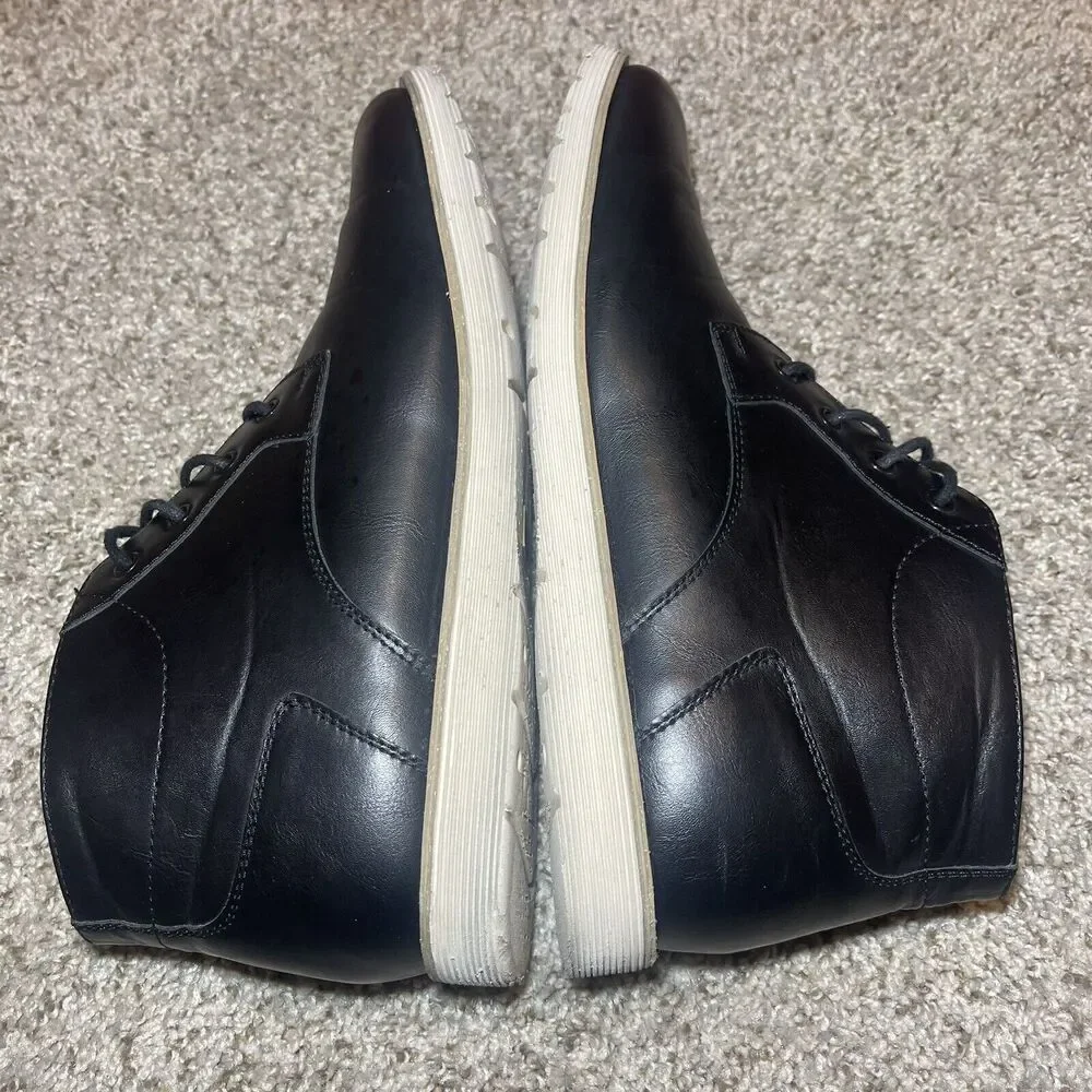 Perry Ellis Portfolio Mens Ankle Boots Size 11.5 Black Leather Shoes